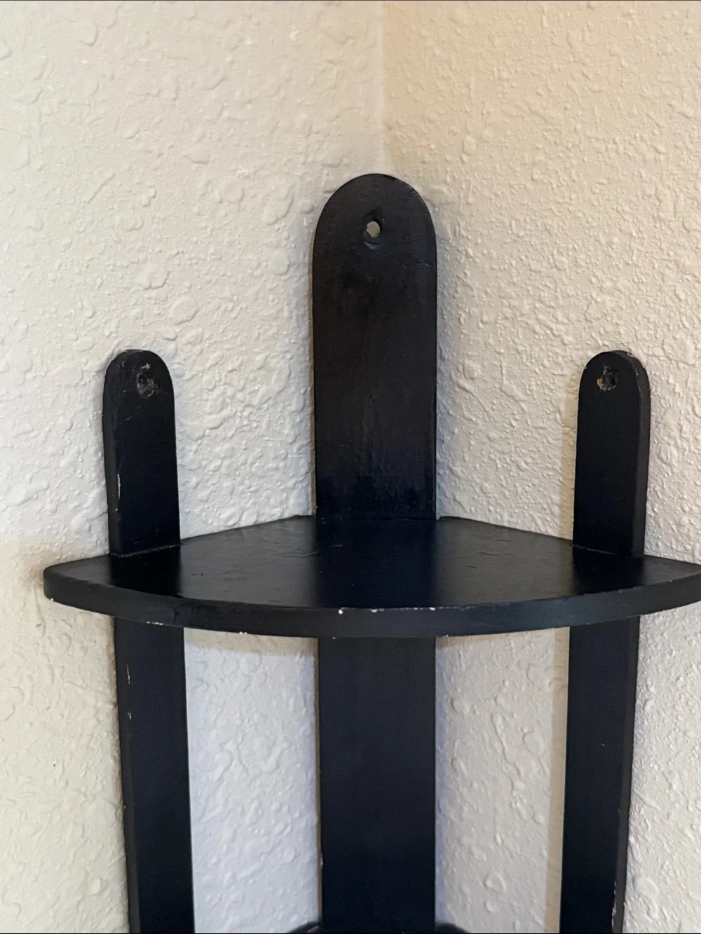 Black Homemade Wooden Corner Shelf - 3-Tier